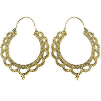 Load image into Gallery viewer, Ohrringe Bögen Kreise Spitze rund Messing antik golden Tribal nickelfrei Piercing Brass Schmuck
