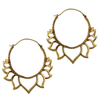 Load image into Gallery viewer, Ohrringe Kreise Flammen rund Messing antik golden Tribal Piercing nickelfrei Brass Bronze Schmuck
