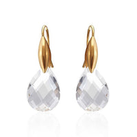Cargar imagen en el visor de la galería, Brass Ohrringe Ohrhänger Mandel gold Glaskristall facettiert Tropfen nickelfrei Damen

