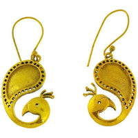 Load image into Gallery viewer, Ohrringe Pfau Tropfen Loch Messing Brass antik golden Ohrhänger nickelfrei Tribal Schmuck Piercing
