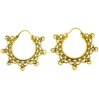 Load image into Gallery viewer, Ohrringe Kreise Dreiecke Punkte rund Messing Brass antik golden Tribal nickelfrei Schmuck Piercing
