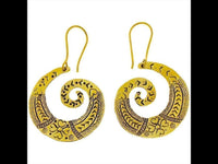 Load image into Gallery viewer, Ohrringe Spirale Herz Blumen Messing antik golden Ohrhänger nickelfrei Tribal Piercing Schmuck Brass

