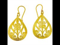 Cargar imagen en el visor de la galería, Ohrringe Tropfen dick gebürstet Spiralen Messing antik golden nickelfrei Tribal Brass Ohrhänger
