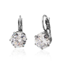 Load image into Gallery viewer, Brass Ohrringe Krone weiß silber Glaskristall facettiert nickelfrei 10 mm Ohrhänger
