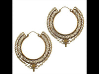 Load image into Gallery viewer, Ohrringe Spiralen Kreise Band Wellen Messing antik golden Tribal nickelfrei Piercing Brass Schmuck
