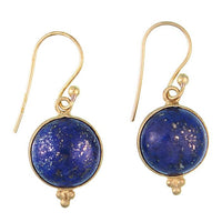 Load image into Gallery viewer, Ohrringe Lapis Kreis Dreieck Messing antik golden Damen Ohrhänger nickelfrei Schmuck
