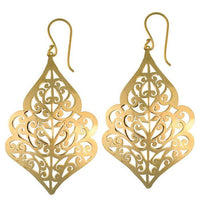 Load image into Gallery viewer, Ohrringe Tropfen Bögen Spiralen Messing antik golden nickelfrei Tribal Brass Ohrhänger
