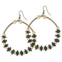 Load image into Gallery viewer, Brass gold grüne Perlen Kokosholz Ohrhänger nickelfrei Schmuck Damenohrringe

