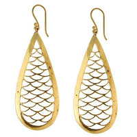 Load image into Gallery viewer, Ohrringe Tannenzapfen glänzend Messing antik golden Damen Ohrhänger nickelfrei Tribal Schmuck
