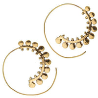 Load image into Gallery viewer, Spiralen Ohrringe zweireihige Punkte Messing Brass antik golden nickelfrei Tribal Piercing

