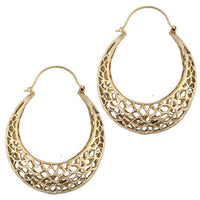 Load image into Gallery viewer, Ohrringe ungleichmäßig Muster Stanzmuster Messing antik golden Tribal nickelfrei Piercing Schmuck
