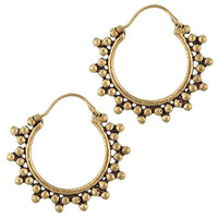 Load image into Gallery viewer, Ohrringe Kugel Dreiecke oxidiert Tribal Messing Brass antik golden nickelfrei Schmuck Piercing
