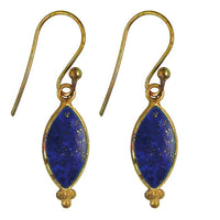 Load image into Gallery viewer, Ohrringe Mandel Lapis blau Messing antik golden Tribal Ohrhänger nickelfrei Brass Schmuck
