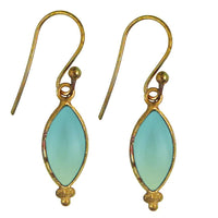 Load image into Gallery viewer, Ohrringe Mandel Chalzedon Messing antik golden Tribal Ohrhänger nickelfrei Brass Schmuck
