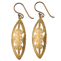 Cargar imagen en el visor de la galería, Ohrringe golden Mandel verschnörkelt 38 mm Messing Brass antik golden Tribal Ohrhänger
