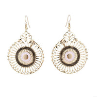 Cargar imagen en el visor de la galería, Brass golden schwarz weiß Ohrringe Emaille filigran Tropfen Rad Ohrhänger 5 cm
