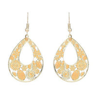 Cargar imagen en el visor de la galería, Brass golden orange Ohrringe Emaille Tropfen Creolen Blumen 4 cm
