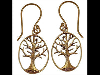 Load image into Gallery viewer, Ohrringe Oval fein Baum Äste Messing glänzend antik golden Tribal Ohrhänger
