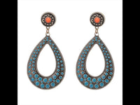 Cargar imagen en el visor de la galería, Brass Ohrringe antik golden Tropfen Kreis Stein orange blau
