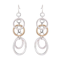 Load image into Gallery viewer, Brass Ohrringe silberfarben Kreise Anhänger silberfarben goldfarben
