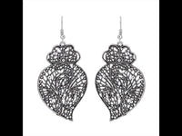 Cargar imagen en el visor de la galería, Brass Ohrringe silberfarben oxidiert groß abstrakt Kugeln Schnörkel
