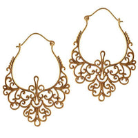 Load image into Gallery viewer, Messing Ohrringe Verschörkelungen Messingbügel Verschluss antik golden Tribal Ohrhänger
