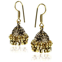 Load image into Gallery viewer, Ohrringe Halbkugel Ringchen Schlösser Messing antik golden Ohrhänger nickelfrei Tribal Piercing
