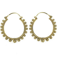 Cargar imagen en el visor de la galería, Ohrringe dunkel Kreise Blumen rund Messing Brass antik golden Tribal nickelfrei Schmuck Piercing
