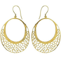Load image into Gallery viewer, Ohrringe Ellipsen gehämmert Muster Messing antik golden Tribal Ohrhänger nickelfrei Schmuck Brass
