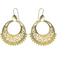 Load image into Gallery viewer, Ohrringe Kreise Wellen Tropfen oxidiert glänzend Messing antik golden Ohrhänger nickelfrei Tribal
