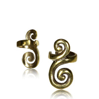Load image into Gallery viewer, Ear cuffs Ohrklemmen Fake Helix 19 mm zwei Spiralen Ring Messing antik golden
