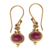 Cargar imagen en el visor de la galería, Brass Ohrringe mit Stein antik golden Tropfen oval rund Geige Messing Ohrhänger
