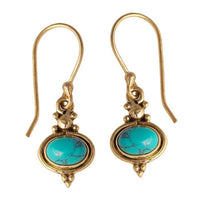 Cargar imagen en el visor de la galería, Brass Ohrringe mit Stein antik golden Tropfen oval rund Geige Messing Ohrhänger
