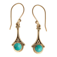 Cargar imagen en el visor de la galería, Brass Ohrringe mit Stein antik golden Tropfen oval rund Geige Messing Ohrhänger
