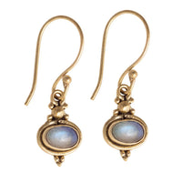 Cargar imagen en el visor de la galería, Brass Ohrringe mit Stein antik golden Tropfen oval rund Geige Messing Ohrhänger
