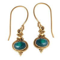 Cargar imagen en el visor de la galería, Brass Ohrringe mit Stein antik golden Tropfen oval rund Geige Messing Ohrhänger
