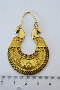 Load image into Gallery viewer, Brass Ohrringe goldfarben rund Ornament Blumen Muster Gitter Kugeln antik golden
