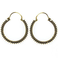 Cargar imagen en el visor de la galería, Ohrringe dunkel Punkte Dreiecke rund Messing Brass antik golden Tribal nickelfrei Schmuck Piercing
