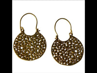 Load image into Gallery viewer, Brass Ohrringe Tribal gewölbt Ellipsen Kreis antik golden Messing
