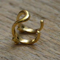 Load image into Gallery viewer, Ear cuff Dread Lock Bead Messing gold Opal blau Bögen
