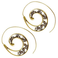 Cargar imagen en el visor de la galería, Messingohrringe golden Spiralen Zweig Blätter Ornament
