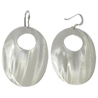 Cargar imagen en el visor de la galería, Perlmutt Muschel Ohrringe oval Loch Edelstahl nickelfrei weiß Perlmuttmuschel Ohrhänger
