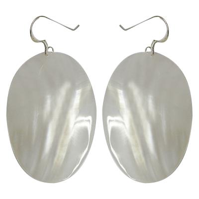 Perlmuttmuschelohrringe, ovale Perlmuttmuschelohrhänger mit Bügel