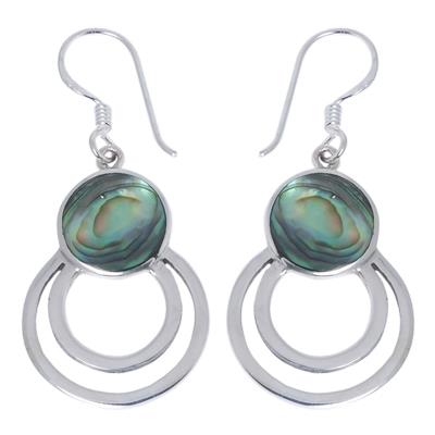 Women's earrings/drop earrings made of paua shell abalone, mother-of-pearl set in 925 sterling silver, approx. 23 x 18 mm