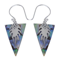 Load image into Gallery viewer, Damen Ohrringe/Ohrhänger aus Pauamuschel-Abalone, Perlmutt in 925 Sterling Silber eingefasst, ca. 17 x 23 mm
