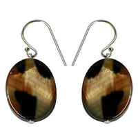 Load image into Gallery viewer, Perlmuttmuschel-Ohrringe, ovale Perlmutt-Ohrringe mit Tigermuster und Bügel aus 925 Sterlingsilber
