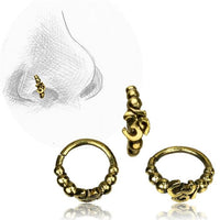 Cargar imagen en el visor de la galería, Nostril Stecker Nasenringe Piercing antik golden Messing Stein 0.8 mm
