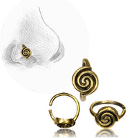 Cargar imagen en el visor de la galería, Nostril Piercing Messing Nasenringe Spirale spiralig 10 mm/0,8 mm Nasenschmuck

