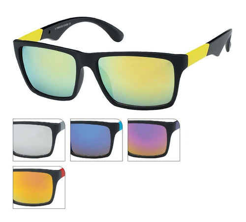 Black multicolored mirrored sunglasses, unisex nerd glasses, temples, 400 UV protection