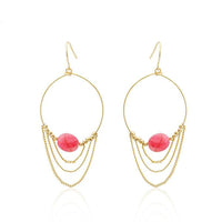 Cargar imagen en el visor de la galería, Ohrringe 18 karat vergoldet rosa oval Stein Perlen Ketten Kreis nickelfrei gold
